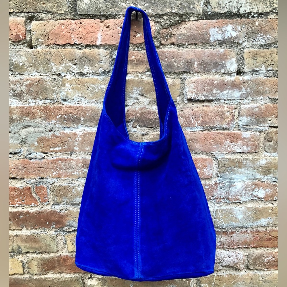 Cobalt Blue Suede Tote Bag